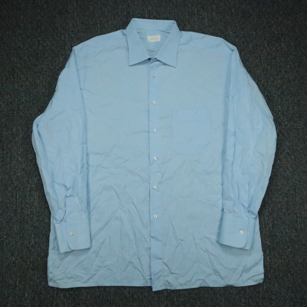 Brioni Shirt Mens 17 3/4 Blue Long Sleeve Dress Button Up Long Sleeve Italy